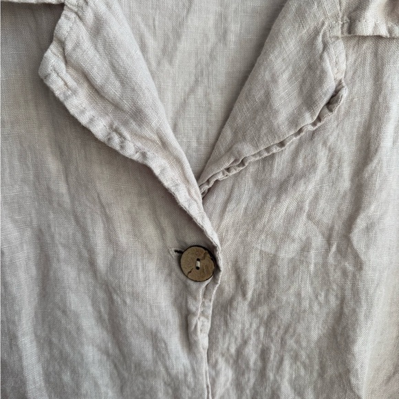 Woolovers 100% Light Beige Linen Button-Front Women's Top - Picture 4 of 8